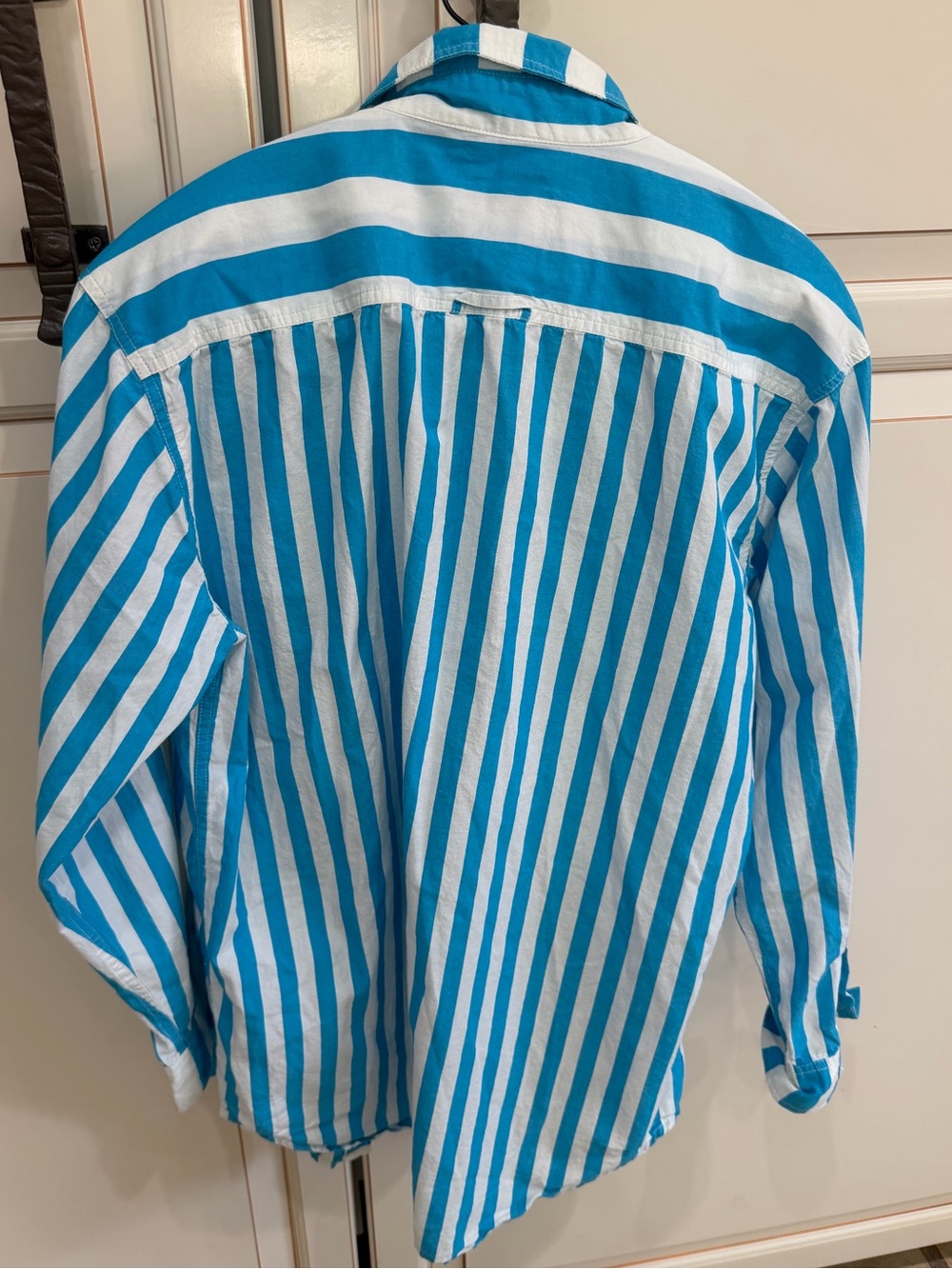 Solid and Striped Blue Oxford Tunic Shirt in Peacock Blue (122) - Picture 8 of 9